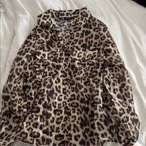 Zara Animal Print Long Sleeve Shirt